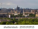 Aerial view of Moscow city. Center of Moscow. Distance view of Moscow from the Sparrow hills. 