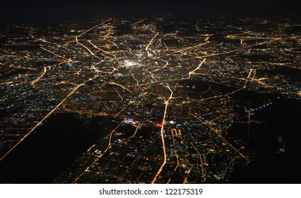 Aerial View Of Moscow At Night