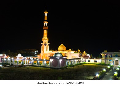 Aerial View Of A Mosque In Bangladesh At Night