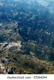 aerial view of a mountain range