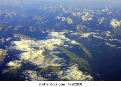 Aerial view of a mountain range