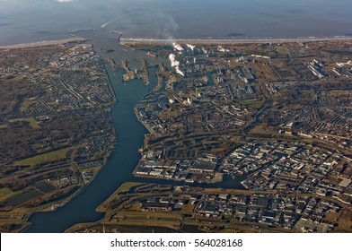 Aerial View To The Mouth Of North Sea Canal, Netherlands