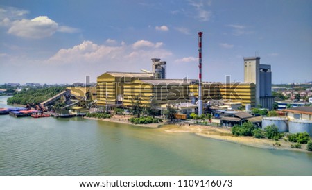 Aerial view of MSM Prai Berhad factory that operates the Prai sugar refinery in Penang. Located on the northwest coast of Peninsular Malaysia, the facility is the country’s largest sugar refinery.