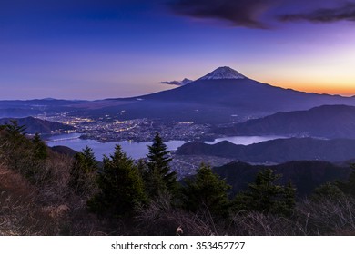 Aerial View Of Mt. Fuji And Kawaguchiko