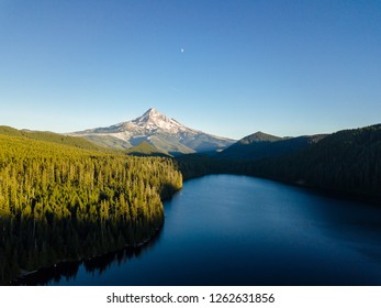 Aerial View Of Mt. Hood Across Lost Lake