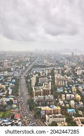 Aerial View Of Mumbai City Skyline On Cloudy Day