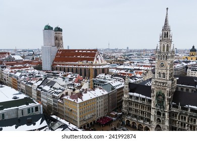 Aerial View Of Munich City Center In The Winter