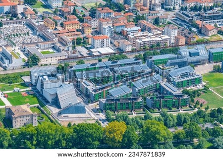 Aerial view of MUSE - Museo delle Scienze di Trento in Italy.