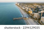 Aerial view of Myrtle Beach during a nice sunrise in April.