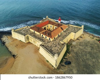 Aerial View From National Museum Or São Sebastião Fort In  Sao Tome E Principe And The Ocean As Background In  São Tomé E Principe