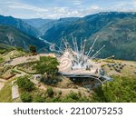 aerial view of national park in Colombia, geological fault canyon of the Mesa de los Santos