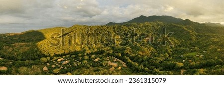 Aerial view of nature and hills of Santa Marta by Tayrona National Park in Colombia.