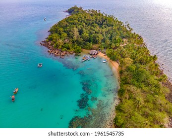 Aerial view of nature tropical paradise island beach enjoin a good summer beautiful time on the beach with clear water and blue sky in Koh kood or Ko Kut, Thailand. - Shutterstock ID 1961545735