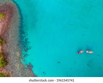 Aerial view of nature tropical paradise island beach enjoin a good summer beautiful time on the beach with clear water and blue sky in Koh kood or Ko Kut, Thailand. - Shutterstock ID 1961545741