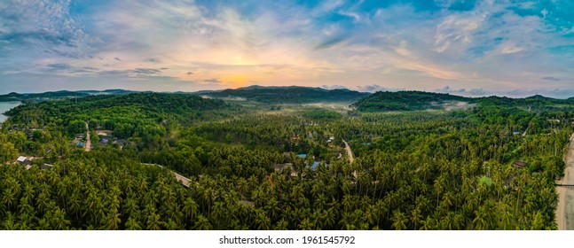 Aerial view of nature tropical paradise island beach enjoin a good summer beautiful time on the beach with clear water and blue sky in Koh kood or Ko Kut, Thailand. - Shutterstock ID 1961545792