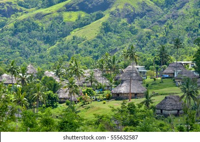 Aerial view of Navala village in the Ba Highlands of northern-central Viti Levu, Fiji. It is one of the few settlements in Fiji which remains fully traditional architecturally. - Powered by Shutterstock