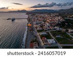 Aerial view of Neapoli,  the head town of vatika area, in lakonia, south Peloponnese , Greece.