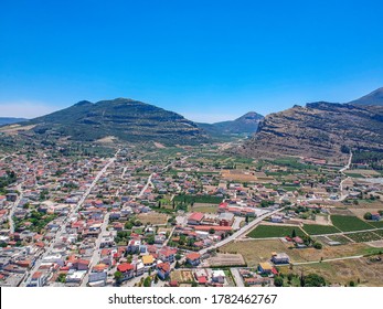 Aerial View Of Nemea An Ancient Site In The Northeastern Part Of The Peloponnese, Greece. Formerly Part Of The Territory Of Cleonae In Ancient Argolis Today Situated In The Regional Unit Of Corinthia.