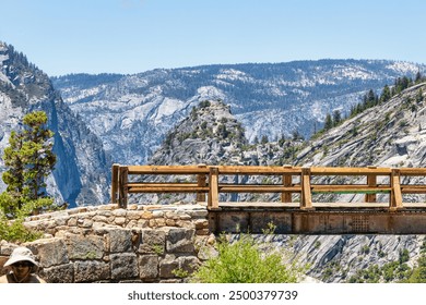 Aerial view of Nevada Fall waterfall on Merced River from Mist trail in Yosemite National Park. Summer travel holidays in California, United States. - Powered by Shutterstock