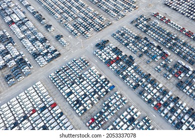 Aerial View New Cars Parked Ports Stock Photo 2053337078 | Shutterstock