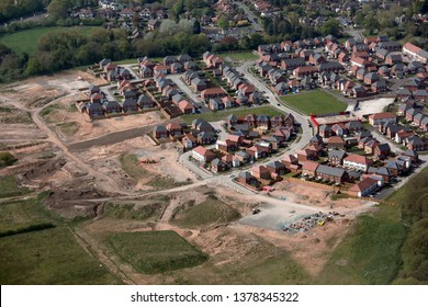 Aerial View Of New Houses Under Construction In The UK