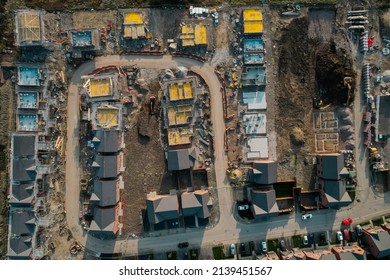 Aerial View Of A New Housing Development Being Built In UK