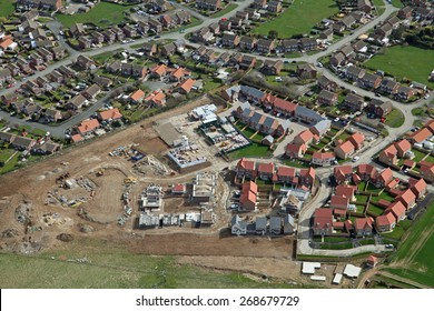 aerial view of a new housing development being built in the UK