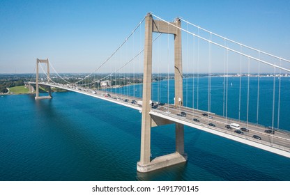 Aerial View Of New Little Belt Bridge In Denmark