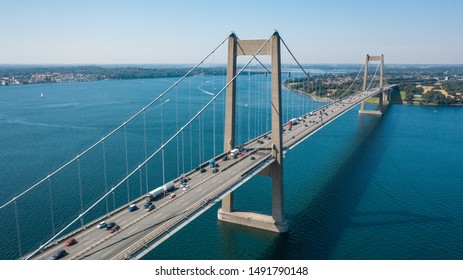 Aerial View Of New Little Belt Bridge In Denmark