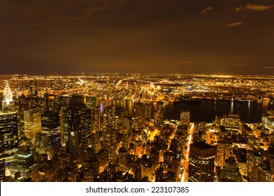 Aerial View Of New York City At Night 