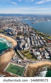 Aerial View Of Newcastle Beach And Harbour. Newcastle NSW Australia Is Located At The Mouth Of The Hunter River And Has Many Beautiful Beaches.