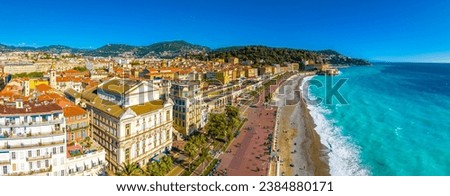 Aerial view of Nice, Nice, the capital of the Alpes-Maritimes department on the French Riviera