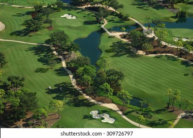 Aerial View Of Nice Florida Community Golf Course Park