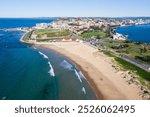 Aerial view of Nobbys Beach - Newcastle Australia one of the beautiful inner city beaches.