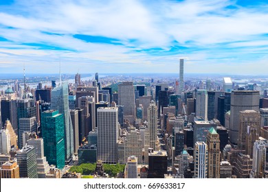 Aerial View Of North Manhattan With Bryant Park And Central Park