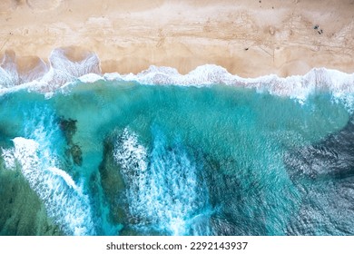 Aerial view of the north shore of Oahu, Hawaii, at Ehukai Beach known for its large winter waves - Powered by Shutterstock