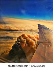 An Aerial View Of A Northern California Wildfire In August 2018.