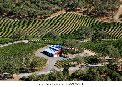 Aerial View Of Northern California Wine Country Near Sonoma County