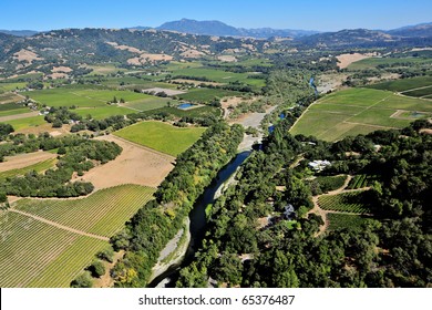 Aerial View Of Northern California Wine Country Near Sonoma County