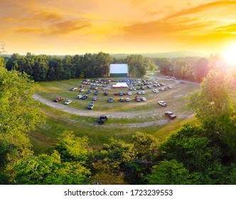 Aerial view of Northfield Drive-In Movie Theater at Sunset