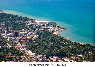 Aerial view of Northwestern University from the south