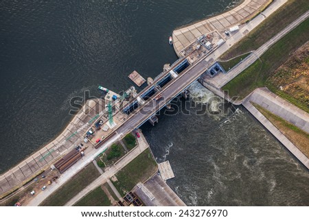 aerial view of Nysa town water dam  in Poland Zdjęcia stock © 