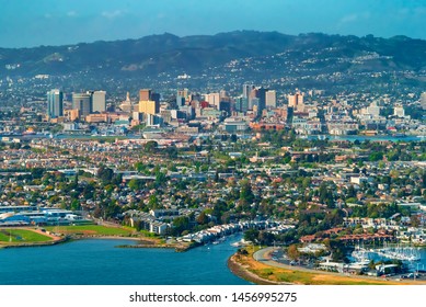 Aerial View Of Oakland, CA From The Bay