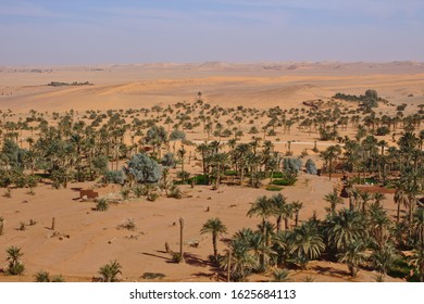 Aerial View Of The Oasis Of The Sahara Desert, Africa