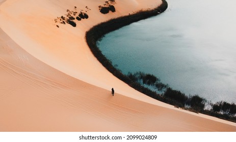 Aerial View Of An Oasis In Saudi Arabia.