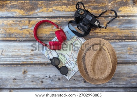 aerial view of objects for vacationing