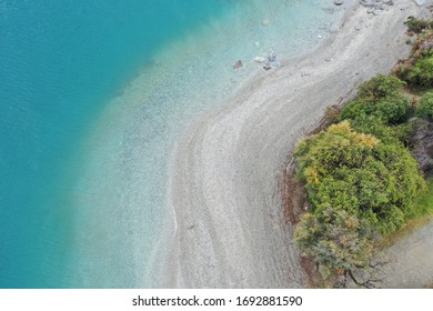 Aerial view of ocean and beach