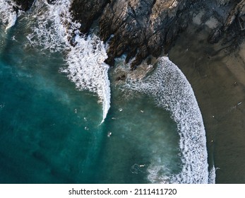 Aerial View of ocean Waves in Baja Califronia 