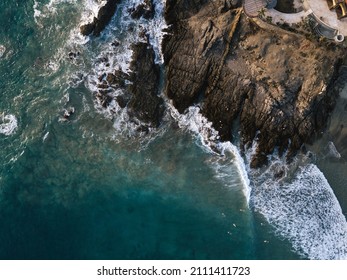 Aerial View of ocean Waves in Baja Califronia