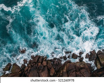 Aerial view of ocean waves and fantastic Rocky coast 